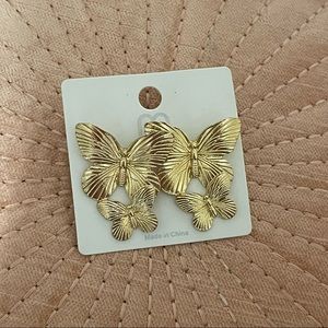 NEW Gold Butterfly Earrings